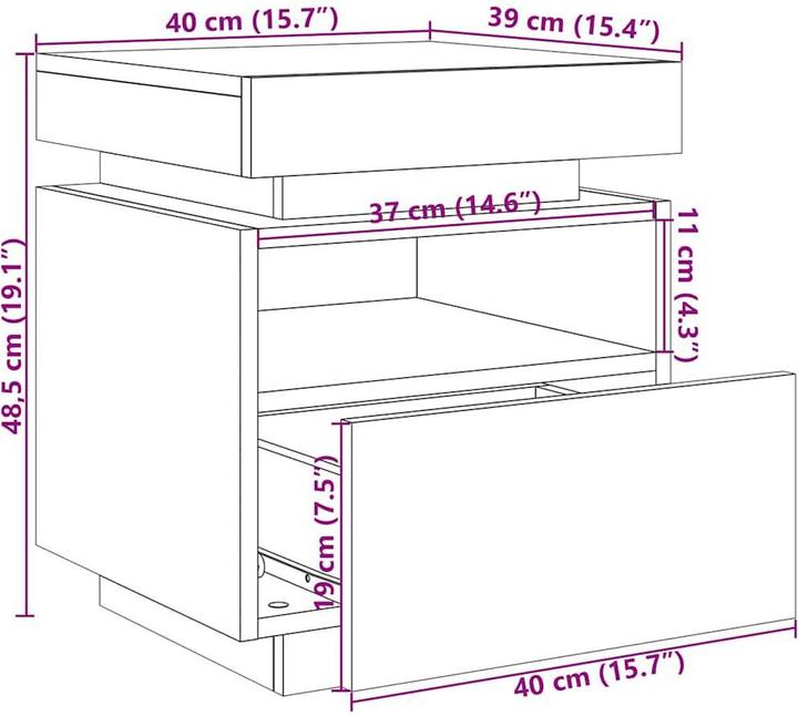 Image du produit VidaXL Table de chevet (40 x 39 x 48.5 cm)