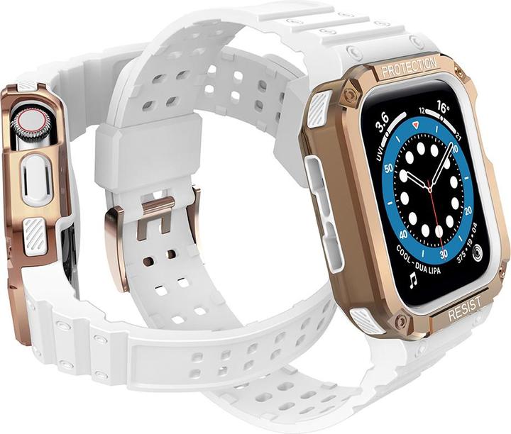 Image du produit Hurtel Protect Strap Band with Case for Apple Watch 7 / SE (41/40 / 38mm) Case Armored Watch Cover Whi (Matières plastiques, TPU)