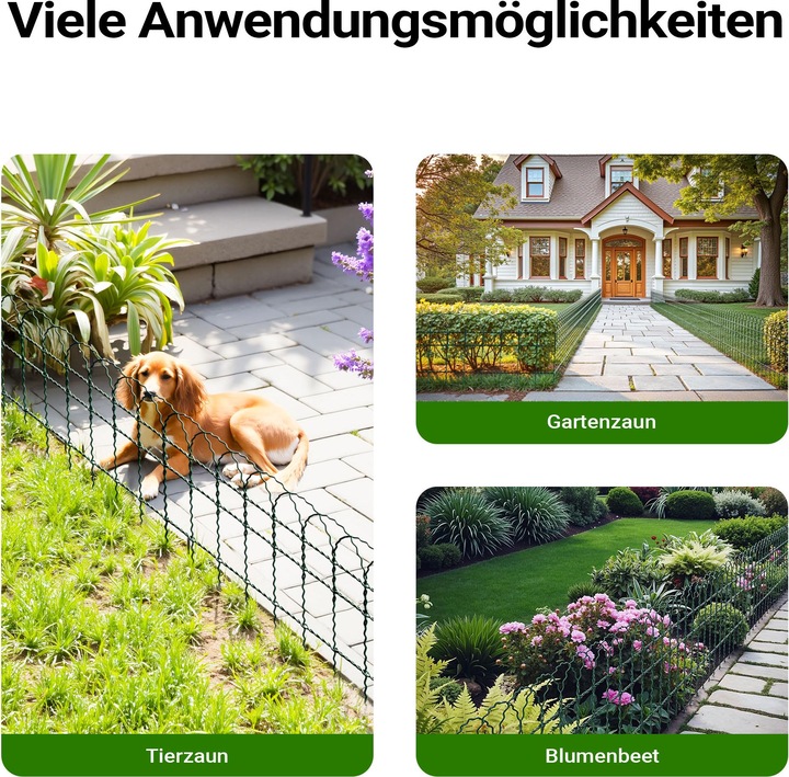 Actual product image Wiltec Garden Fence 0.65x10m Green, Weatherproof and Rust-Resistant Wire Mesh