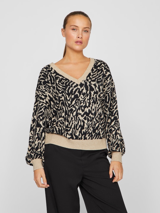 Produktbild Vila V-Ausschnitt Jacquard Strickpullover (XS)