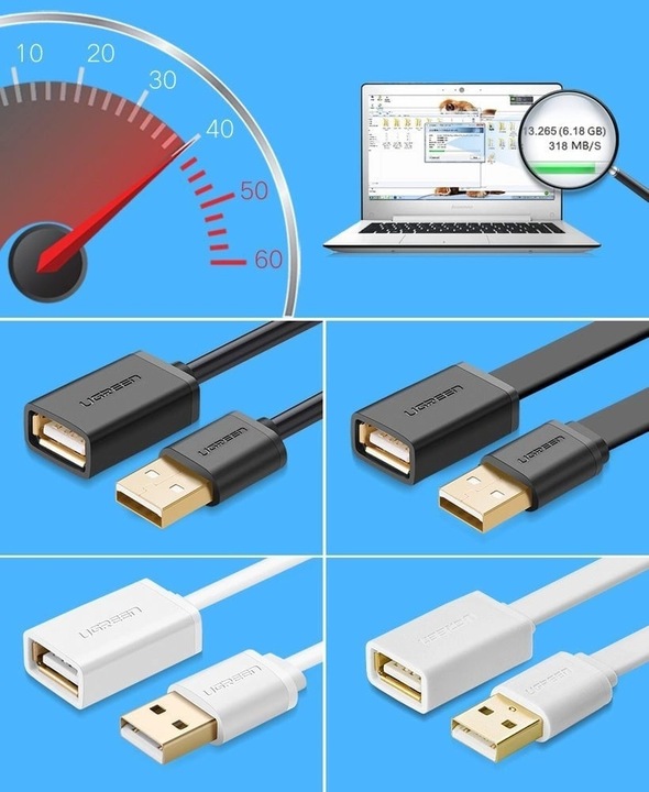 Actual product image Ugreen USB A — USB A (2 m, USB 2.0)