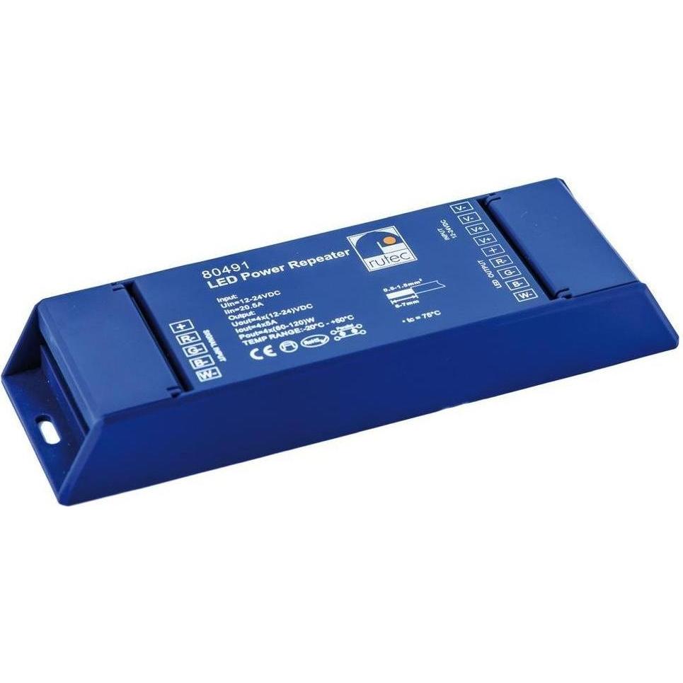 Rutec Licht 80491 LED Power Repeater 240W/12V 480W/24V für Vardaflex mehrfarb. 4-Kanal, WLAN Repeater