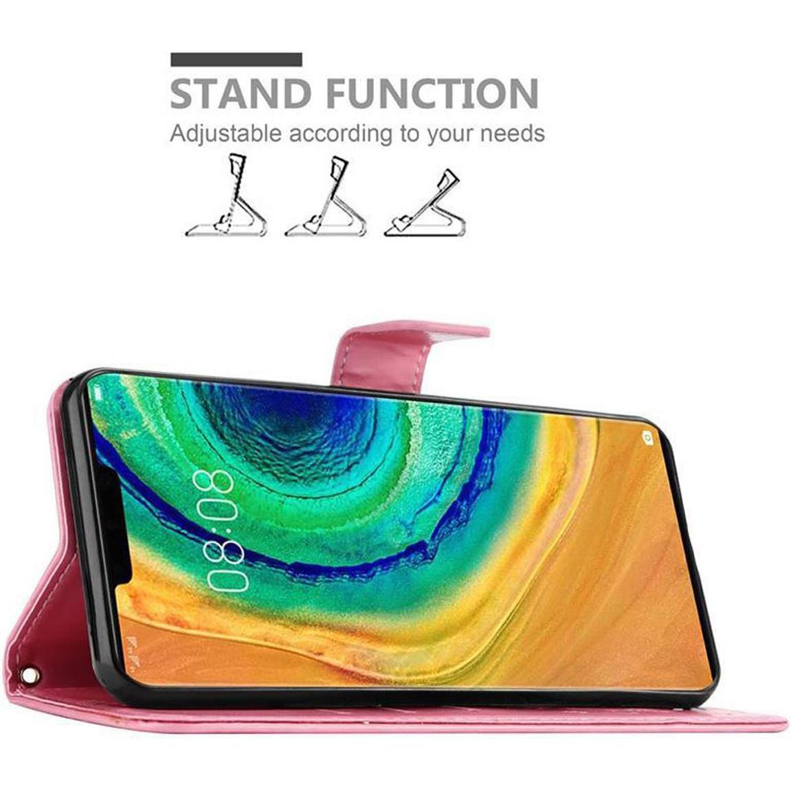 Thumbnail - Cadorabo Flower Book Cover (Huawei Mate 30 Pro), Smartphone Hülle, Rosa