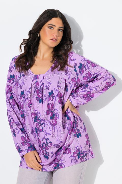 Immagine prodotto Ulla Popken Maglia dal taglio svasato con pieghe decorative, scollo rettangolare e maniche lunghe (42, 44)