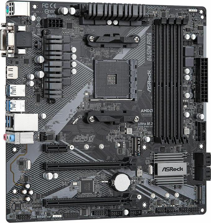 Actual product image AsRock Mainboard B450M Pro4 2.0 (AM4, AMD B450, mATX)