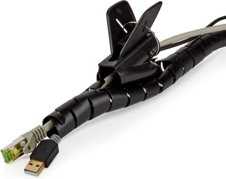 Produktbild Nedis Kabelmanagement | Spiralhülse | 2.00 m | 1 Stück | max. Kabeldicke: 28 mm | PE | Schwarz (Kabelschlauch, 200 cm)