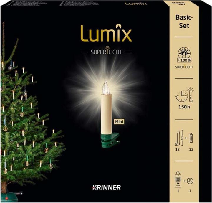 Image du produit Krinner Bougie de Noël à LED pour arbre de Noël - Ensemble de démarrage Superlight (12 x)
