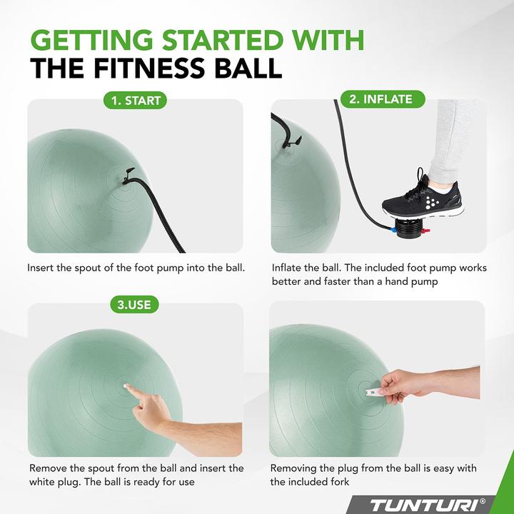 Image du produit Tunturi Gym Ball - Fitnessball reissfest ABS 55 cm Mintgrün (55 cm)