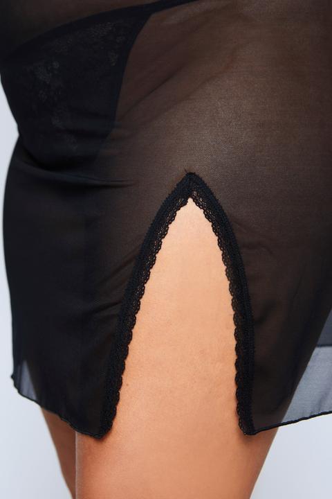 Immagine prodotto Ulla Popken Set con négligé e perizoma con pizzo e mesh (54)