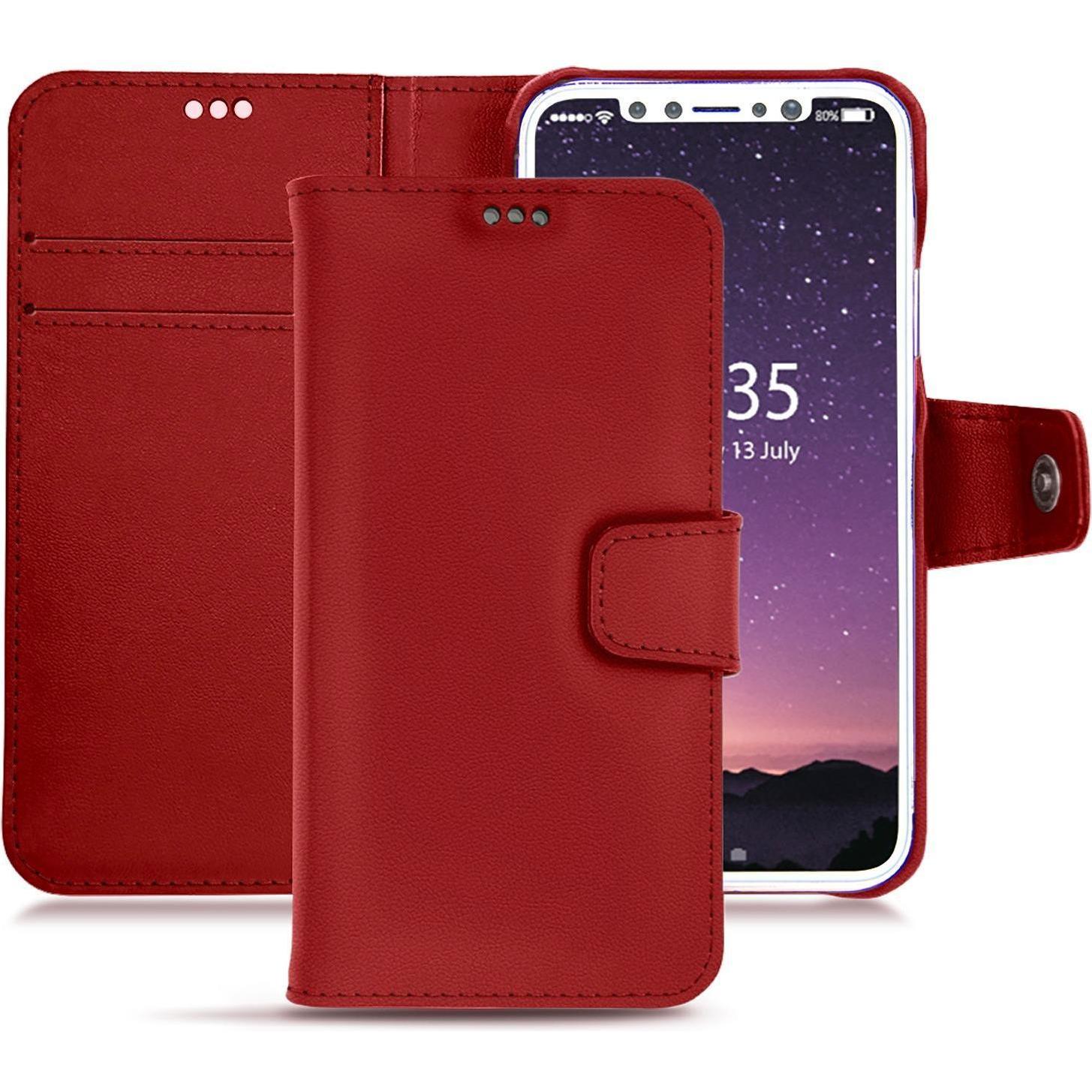 Thumbnail - Noreve Lederschutzhülle Wallet (Apple iPhone XS), Smartphone Hülle, Rot
