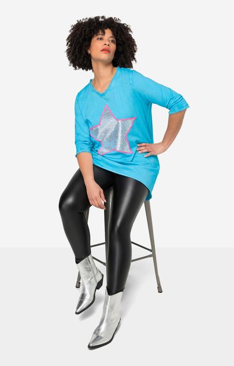 Produktbild Angel of Style T-Shirt, A-Linie, Pailletten-Stern, V-Ausschnitt, 3/4-Ärmel (48)