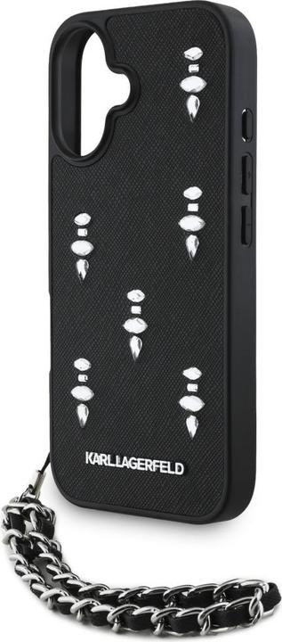 Produktbild Karl Lagerfeld Case Saffiano Crystals w/Chain for iPhone 16 black (Apple iPhone 16)