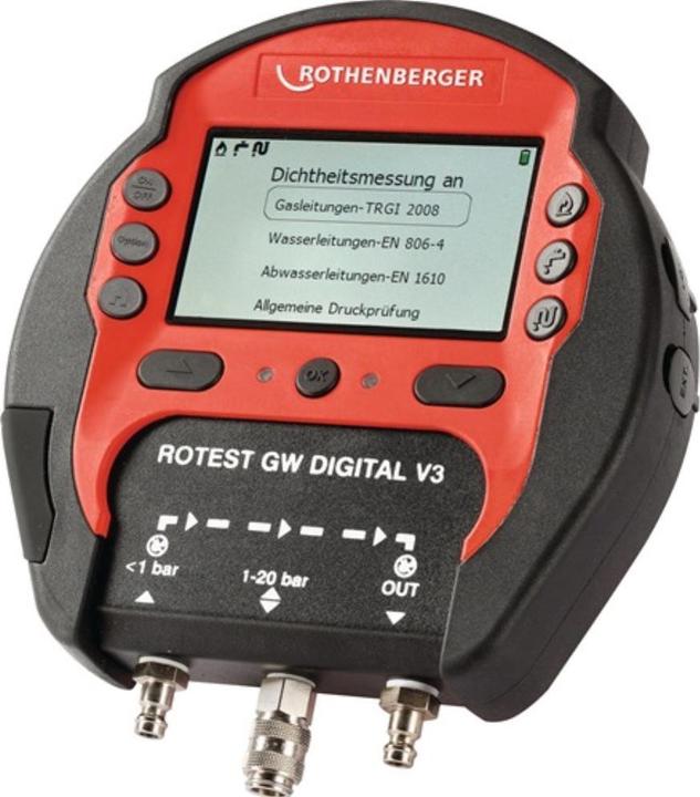 Produktbild Rothenberger Druck-/Leckmengenmessgerät ROTEST GW Digital V3 Arbeitsbereich bis 20 bar