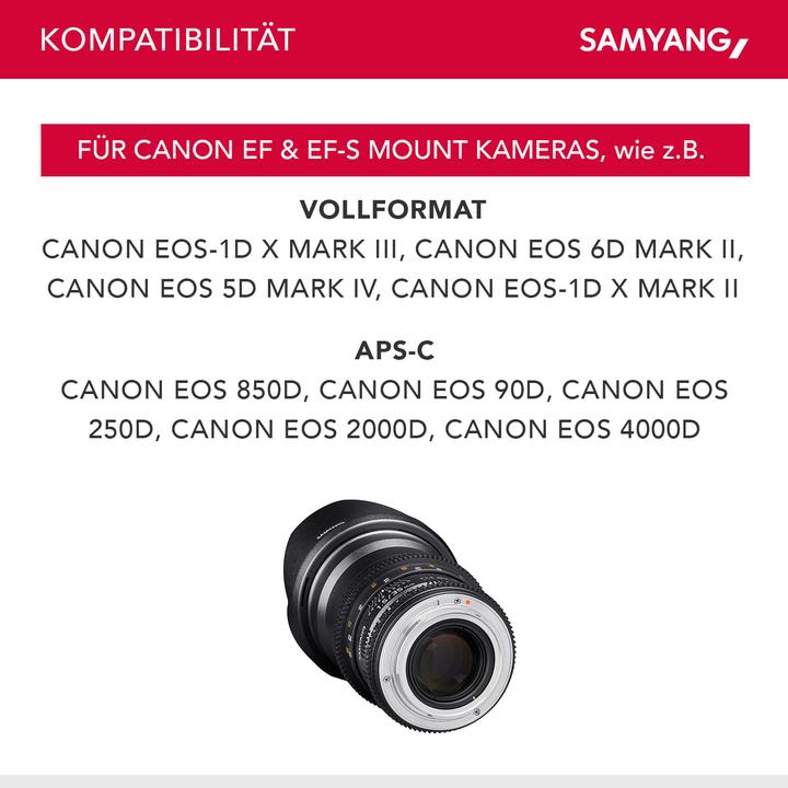 Produktbild Samyang 35mm T1.5 VDSLR II Canon EF (Canon EF, Vollformat)