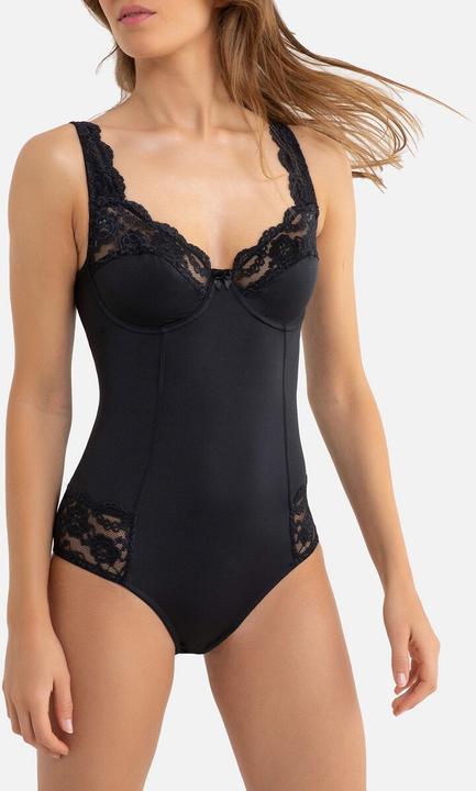 Actual product image La Redoute Collections Microfibre bodysuit with lace details (85 B)