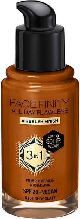 Produktbild Max Factor Facefinity All Day Flawless 3 In 1 Foundation N102-Chocolate 30ml (N102 Chocolate)