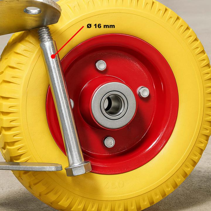 Produktbild Wiltec Lenkrollen Set 4x 220x58mm Transportrolle pannensicher gelb Vollmaterial