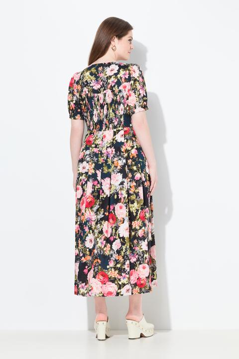 Produktbild Ulla Popken Maxikleid, Leinenmix, Blüten, Rundhals, Halbarm (62)