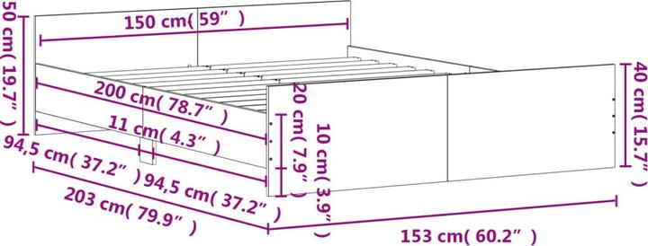 Produktbild vidaXL Bettgestell (150 x 200 cm)