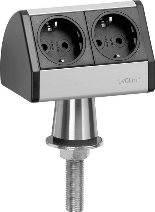 Productafbeelding Evoline 93022055 Meervoudige wandcontactdoos zonder schakelaar 2-voudig zwart, zilver zonder stekker 1pc. (2 x, 2.50 m)