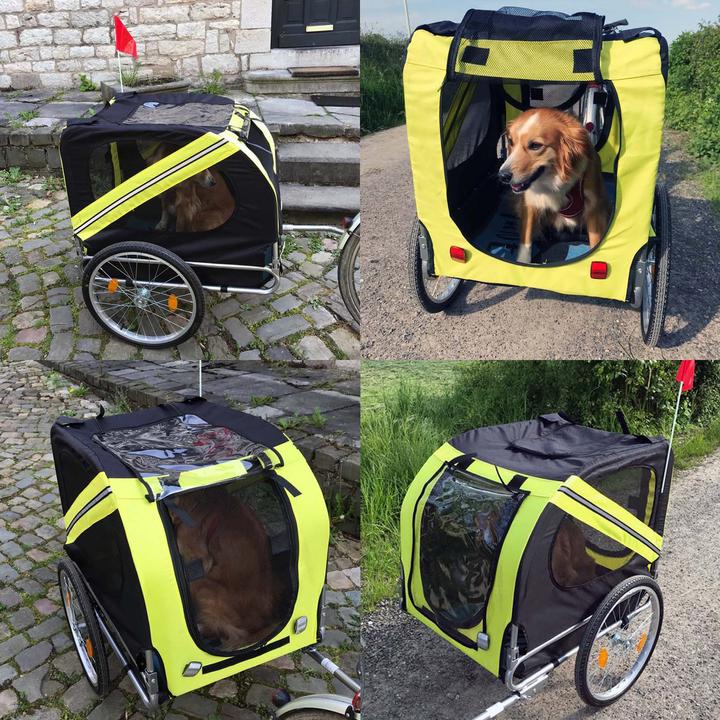Produktbild Wiltec Hunde Fahrradanhänger Hundeanhänger Fahrrad Hundetransporter gelb-schwarz