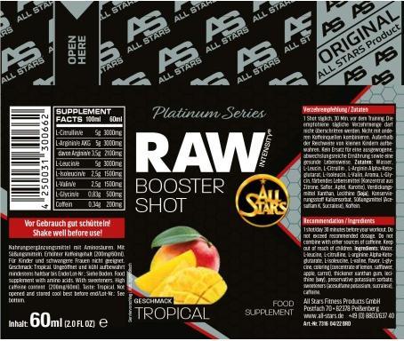 Actual product image All Stars Raw Intensity Booster Shots (1 x 6 cl)