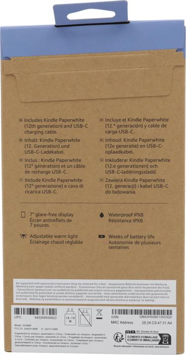 Actual product image Amazon Kindle Paperwhite 2024 (12th gen) (7", 16 GB, with advertising)