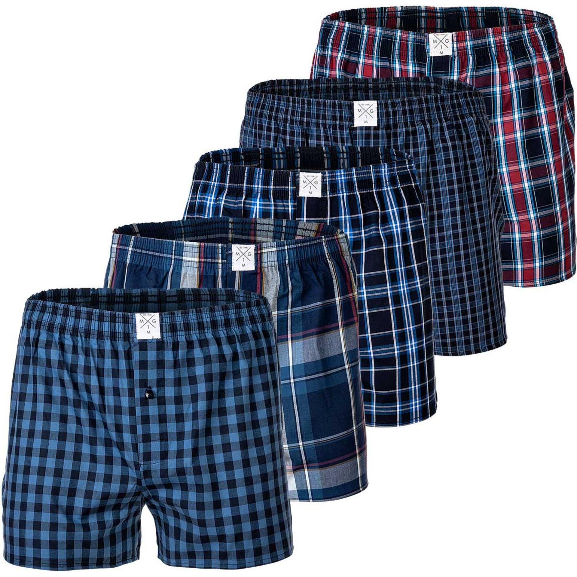 Mg-1, Herren, Unterhosen, Web-Boxershorts Casual Locker sitzend, Mehrfarbig, (XXL, 5er Pack)
