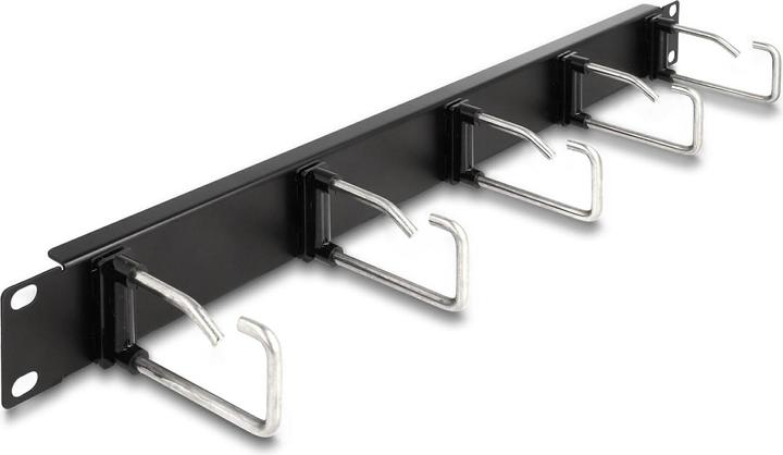 Image du produit Delock 48,30cm (19") Panneau de gestion des câbles avec 5 étriers métalliques 1U noir