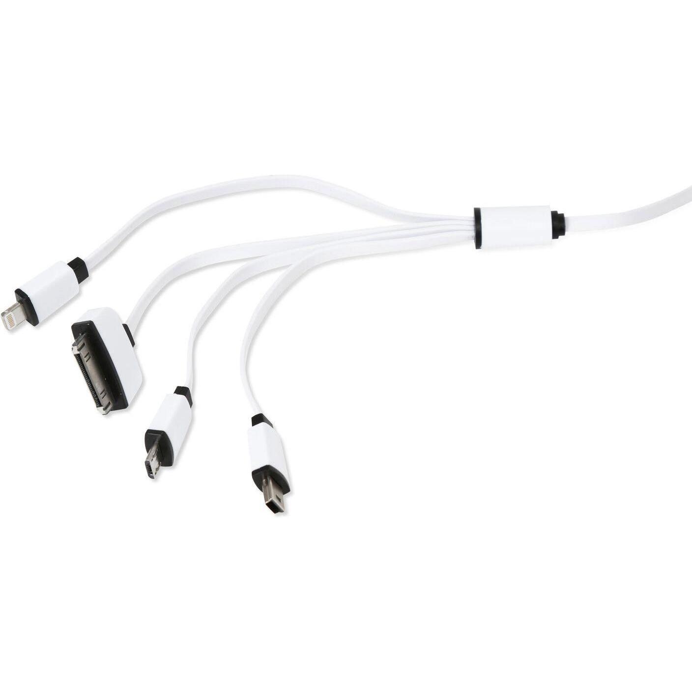 Thumbnail - Omega USB cable 4w1 microUSB, miniUSB, iPhone4, Apple 30pin, juoda-baltas (OUCK4WB) (1 m, USB 3.2 Gen 2, USB 3.1, USB 4....