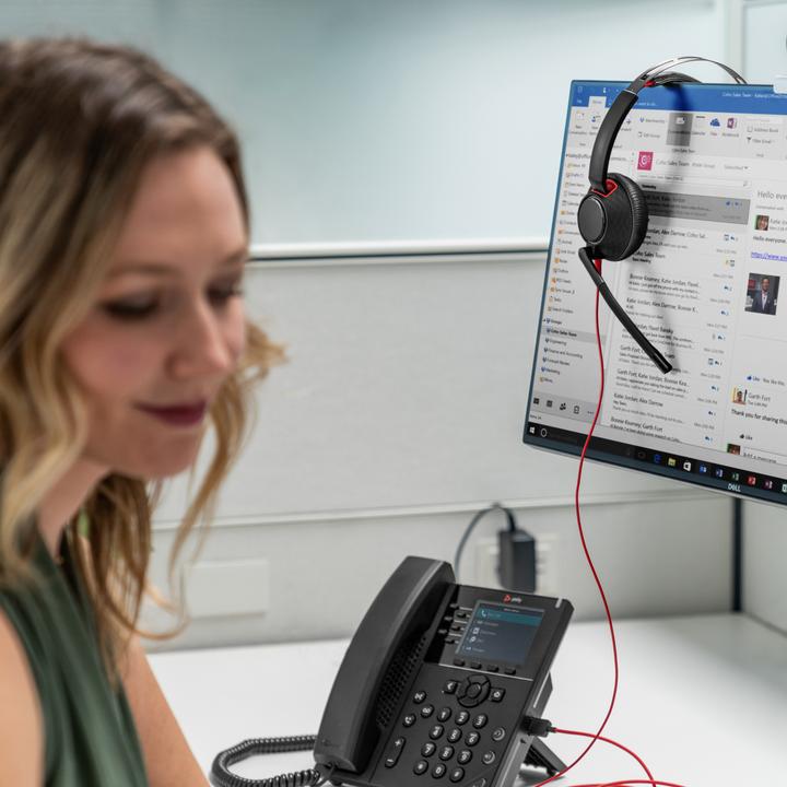 Actual product image HP Poly Blackwire 5210 + 3.5mm plug + USB-C/A adapter (Cable, USB-C, Microsoft teams)