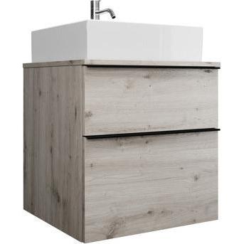 burgbad, Badmöbelset, Eqio Keramik-Aufsatzwaschtisch, quadratisch mittig, inklusive Waschtischunterschrank, Breite