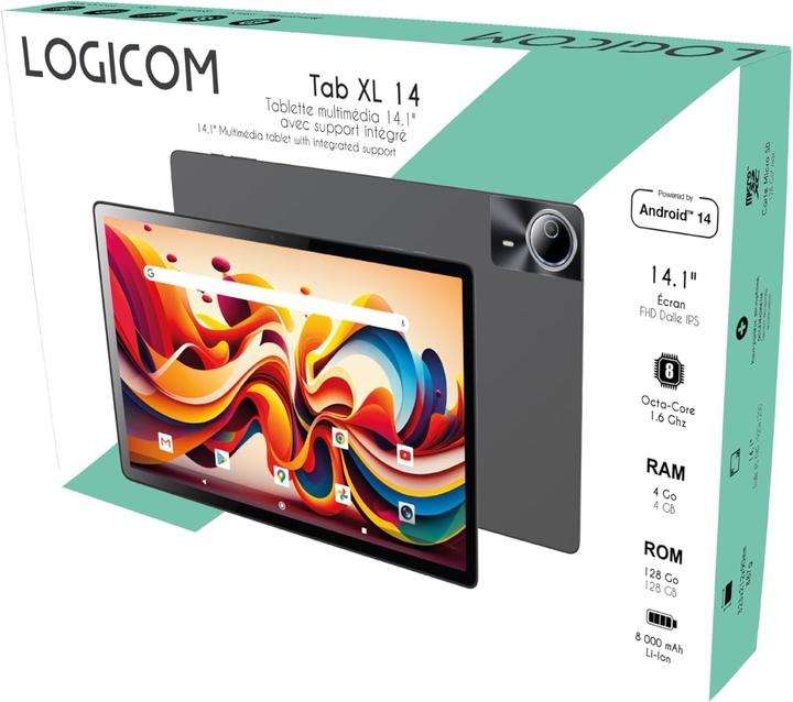 Produktbild Logicom Grosses 14-Zoll-IPS-Display, schneller Octa-Core-Prozessor, 128 GB Speicher, lange Akkulaufzeit (nur WLAN, 14.10", 128 GB, Mattschwarz)