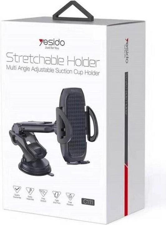 Produktbild Yesido - Car Holder (C111) - Extendable Arm, 360° Rotation Angle, for Dashboard, Windshield - Black