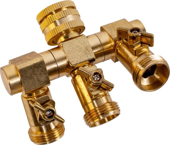 Image du produit UPP Distributeur d'eau 3 voies pour 1/2" + 3/4"/ Raccord robinet & tuyau 3/4 (Répartiteur, 101.60 mm)