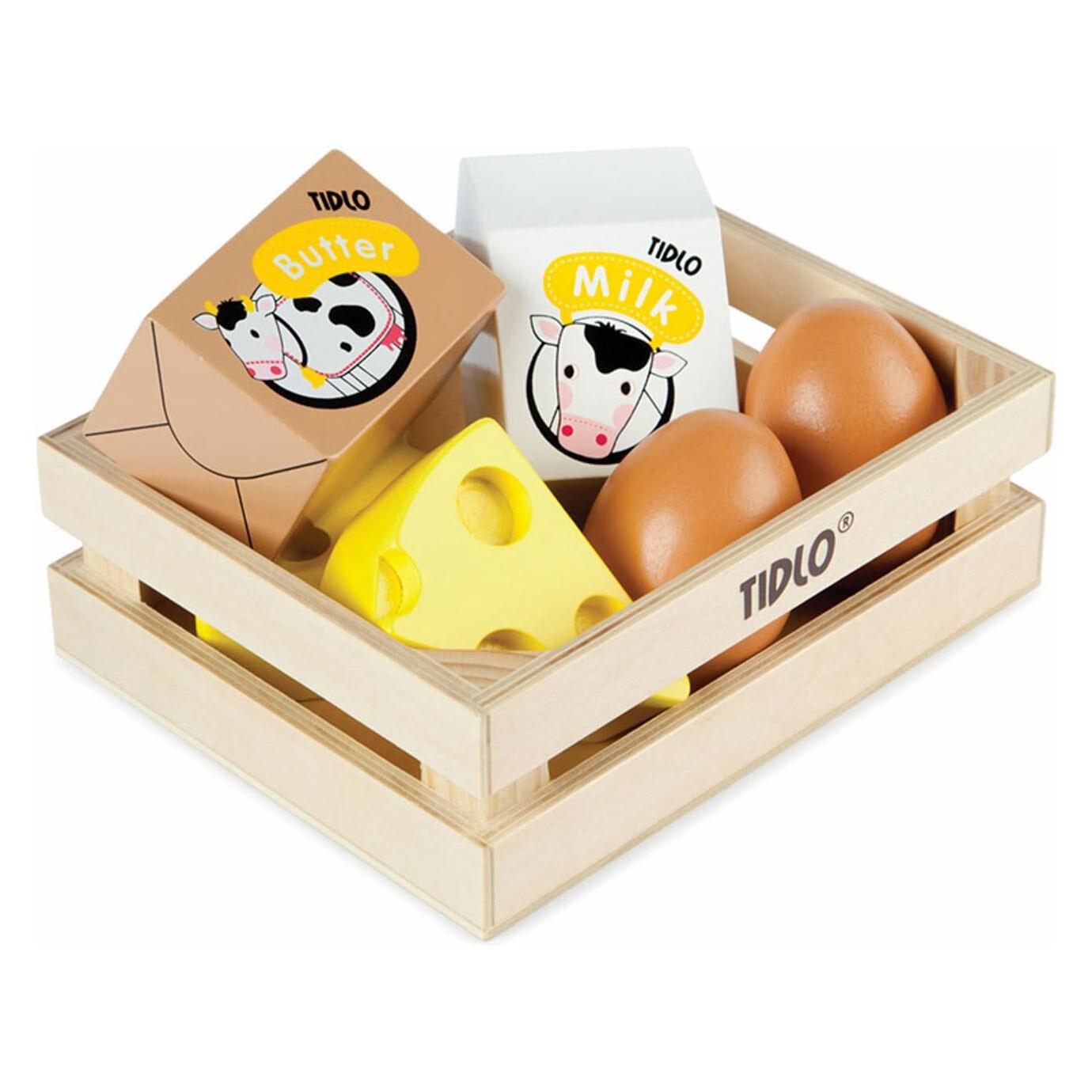 Bigjigs Holzeier und Milch in einer Kiste (T0103)