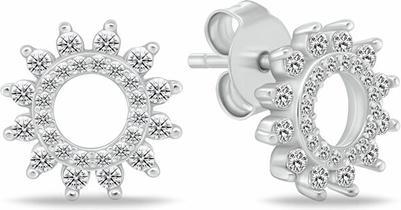 Actual product image Brilio Silver - Minimalist bronze earrings Circles with zircons EA1058R