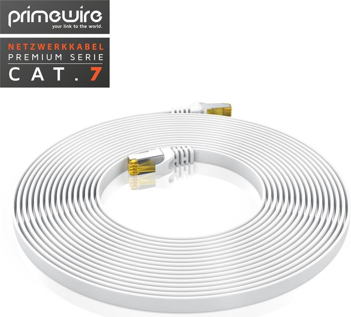 Actual product image Primewire CAT.7 network cable flat - Ethernet Gigabit Lan cable RJ45 - patch cable - comp. CAT.5 CAT.6 CAT.8 (U/FTP, CAT7, 1 m)