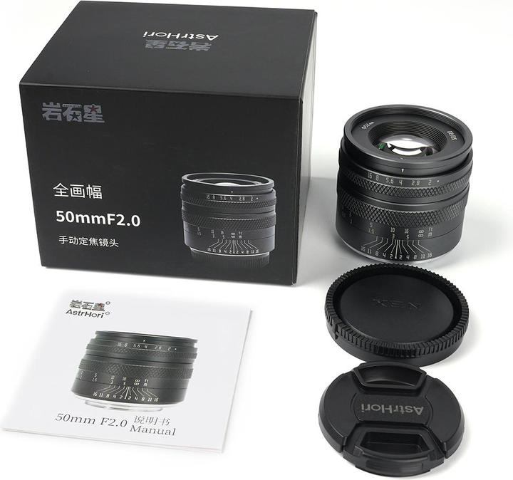 Image du produit AstrHori Full Frame 50mm F2.0 avec monture Sony E (noir) (Sony E, Plein format)
