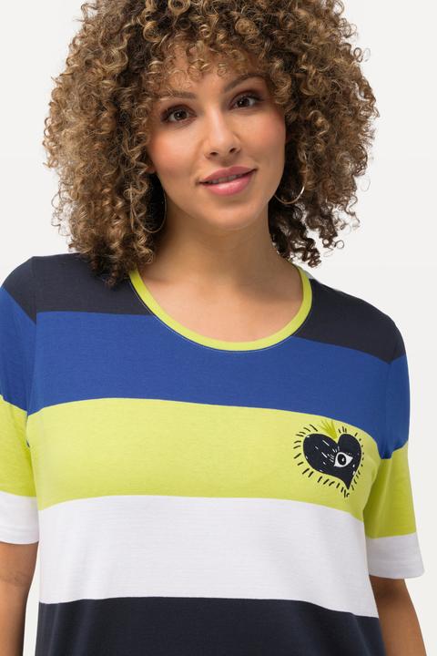 Produktbild Ulla Popken T-Shirt, Ringel, Herz-Stickerei, Rundhals, Halbarm (46, 48)