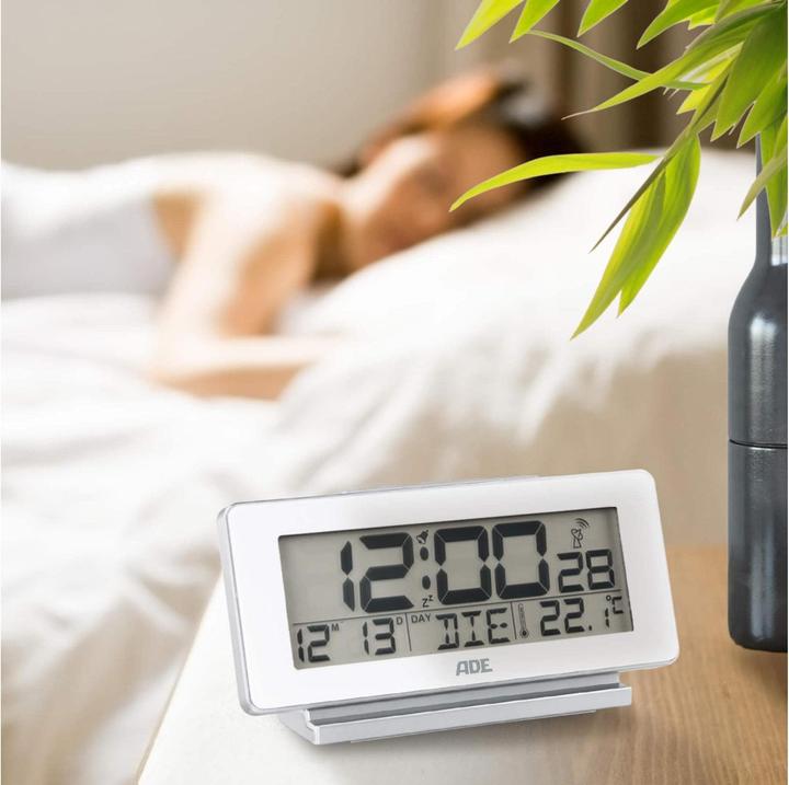 Actual product image ADE Digital alarm clock white, Functions: Snooze function