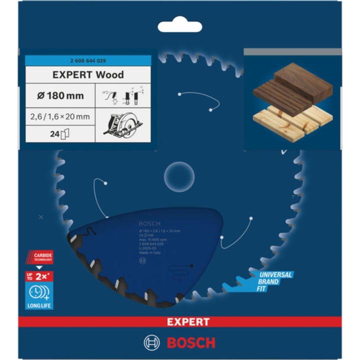 Produktbild Bosch Professional Zubehör Kreissägeblatt Expert for Wood, 180 x 20 x 2,6 mm, 24