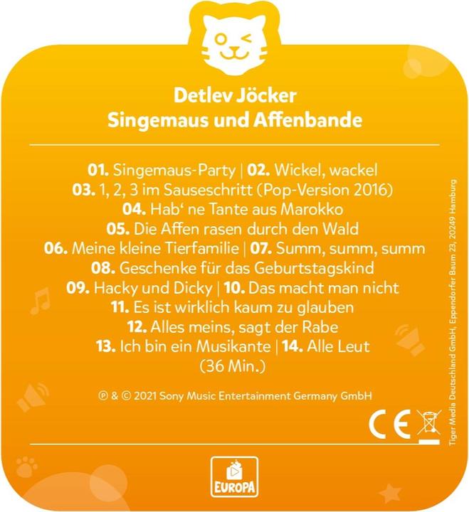 Image du produit Tigermedia tigercard - Detlev Jöcker - Souris chantante et bande de singes