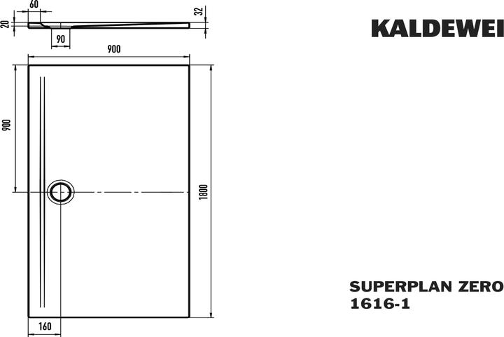 Produktbild Kaldewei Superplan Zero Duschfläche, 180x90cm, 36460001
