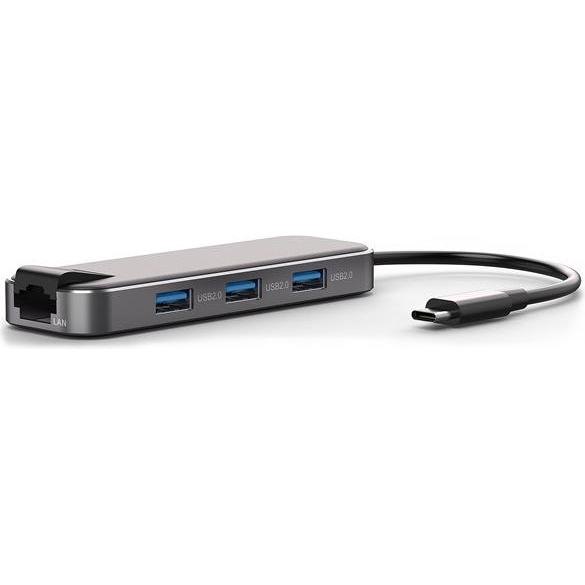 Bluestork 3 porte USB 2.0 + HDMI + USB Tipo C + RJ45 (USB-C, 5 porte), Docking station + Hub USB
