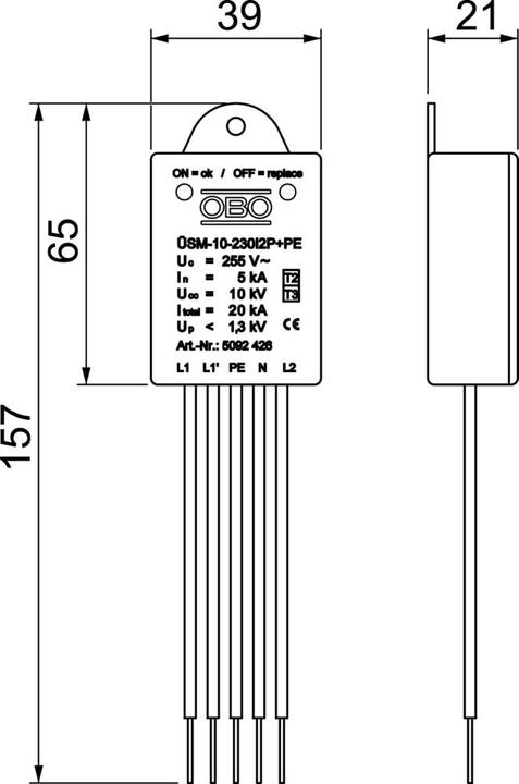 Actual product image OBO Bettermann Overvoltage protection module phases