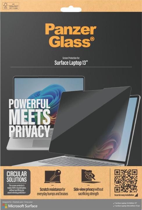 PanzerGlass ® Privacy Screen Protector Microsoft Surface Laptop 1st Edition 13" | Ultra-Wide Fit (13")