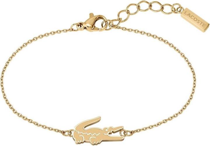 Lacoste Decent Gold Plated Bracelet For Women Crocodile 2040048 (16.50 cm, Leather)