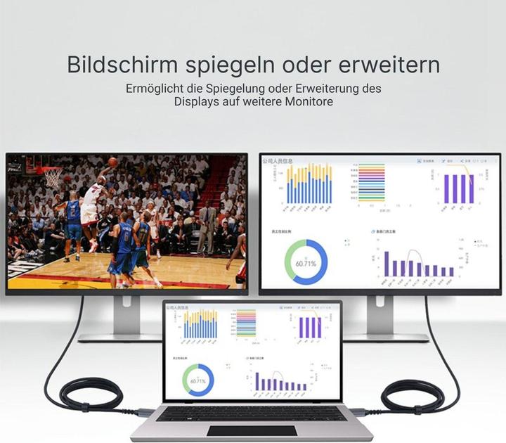 Actual product image Hermex DisplayPort 1.2 zu HDMI 2.0 Kabel 2m DP zu HDMI-Kabel Anschlusskabel (2 m)