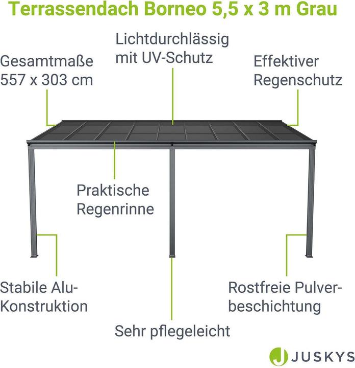 Image du produit Juskys Toiture de terrasse Toiture de terrasse Borneo